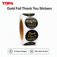 Rouleau d'autocollants de remerciement en feuille d'or de 1 pouce, 500 pièces, étiquettes en papier couché, écologiques, durables, forte adhérence, petit emballage
