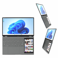 Ultrabook Layar Ganda Harga Terbaik 15.6″+7″ Layar Sentuh Fungsi Pengenalan Wajah Face ID Laptop Notebook Komputer Aluminium N95