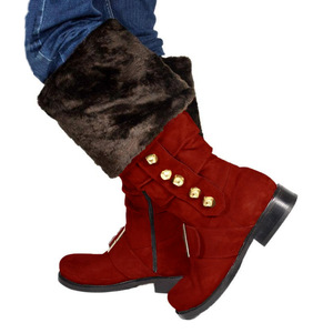 Stivali in Pelle PU per Autunno Inverno, Scarpe Natalizie, Stivali con Pelliccia Bianca per Halloween, Stivali al Ginocchio per Capodanno, Vendita all'Ingrosso - Product Image 4