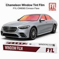 Película de Tinte para Ventanas de Auto FYL Rojo Camaleón, IRR82%+ UV99%, Cambio de Color, Bloqueo UV, Antideslumbrante, Película Solar Delantera OEM