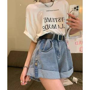Mùa Hè Retro Kỹ Thuật Số In Ấn Cao Eo Denim Quần Short Cho Phụ Nữ Mỏng Phù Hợp Và Sexy Phong Cách Giản Dị Skinny Giải Trí Phong Cách - Product Image 2