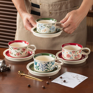 High Quality Porcelain <b>Dinnerware</b> Sets with Plant Patterns Dishwasher-Safe Mugs Tea Cups for Kitchen Wedding Parties - Product Image 2