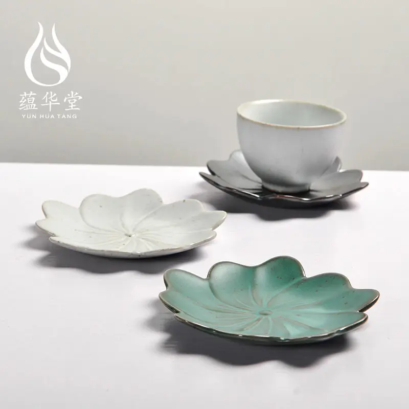 Dessous de verres en poterie faits à la main, soucoupes rétro, service à thé kung fu en porcelaine, résistant à la chaleur, style japonais créatif