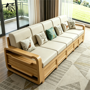 chinese factory good price customizable <b>large</b> stock ready to ship new design fabric sofa living room furniture wood storage sofa - Product Image 1