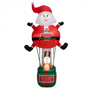 Décoration de Noël gonflable Père Noël et rennes de 2,4 m avec éclairage, alimentation secteur, support de montage, style traditionnel - Product Image 1