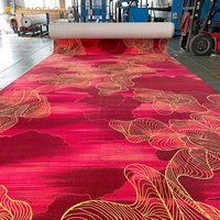 Tapis d'hôtel de luxe en laine Axminster et nylon, motif abstrait rouge, tissé à la machine, écologique, lavable
