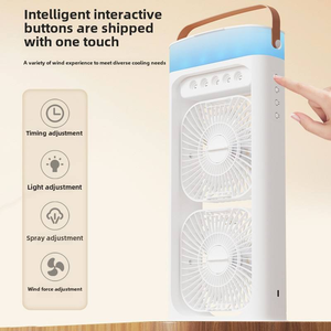 Humidificateur à brouillard multifonctionnel refroidi à l'eau Double tête Colorful Atmosphere Light New Rechargeable USB Spray Fan for Three Table - Product Image 6