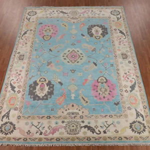 Nouveau Tapis de Salon Indien Oushak Fait Main Élégant en Coton 11' 9" X 8' 11" Tapis Noué Anti-Dérapant à Poils Plats Convivial pour Animaux de Compagnie - Product Image 1