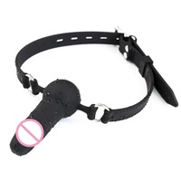 Nouveaux jeux pour adultes : Godemiché réaliste en silicone avec sangle, jouets sexuels pour couples, bandeau, et morsure buccale réaliste.