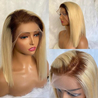Perruque Lace Front Wig 613 naturelle péruvienne, cheveux humains, couleur Blonde, pas cher, 4-100%