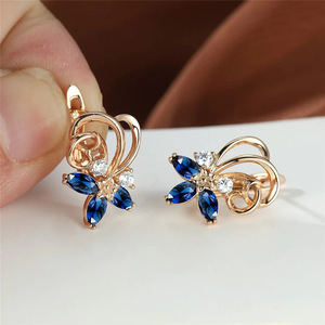 Orecchini a Cerchio Dorati con Motivi Floreali per Donne, Orecchini a Clip con Pietra Marquise, Gioielli di Moda per Uso Quotidiano - Product Image 2