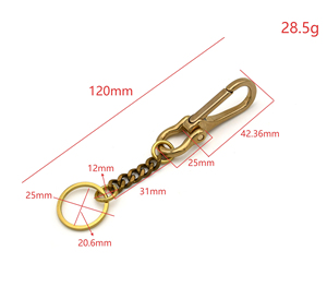 Cloxy DIY Brass <strong>Keychain</strong> Accessories Solid Brass <strong>Bike</strong> Chain Key Chain Key Ring Wallet Chain - Product Image 2