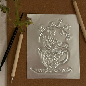 Kit de Arte de Estilo Folclórico Mexicano DIY, Kit de Metal Grabado Hecho a Mano, Adornos Rústicos de Estaño Plateado para Decorar - Product Image 4