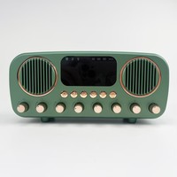 Speaker Pengisi Daya Nirkabel Retro 2025 dengan Lampu Jam Meja untuk Mesin Suara Putih untuk Tidur, Plastik Hitam Hijau