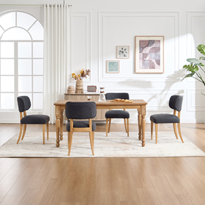 Ensemble de 2 chaises de salon modernes rembourrées en tissu, avec pieds en bois massif, rembourrage en mousse, style scandinave, meubles pour la maison - Product Image 6