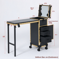 Table de manucure en gel UV pliable en bois blanc avec rangement Bluetooth, station de manucure, table de maquillage, mallette roulante