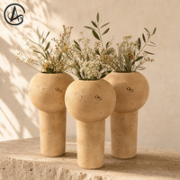 Vase en céramique vintage ARM LVG en forme de champignon, base cylindrique globulaire, style Wabi Sabi, poterie rustique, récipient pour fleurs