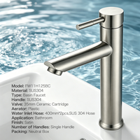 Robinet de lavabo chaud et froid en acier inoxydable SUS 304, résistant aux rayures, sans fuite, à large compatibilité d'installation pour salle de bain