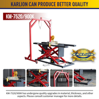 Grue hydraulique pour moto KARLION, capacité de levage de 900 kg, certifiée CE, plateforme de 2200x750 mm, palan manuel à portique