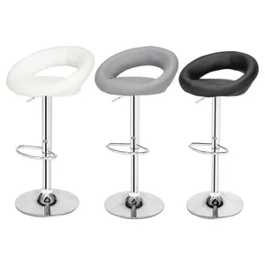 Modern yuvarlak yastık ayarlanabilir hiçbir kol dayama beyaz gri siyah bar tabureleri bar sandalyeler