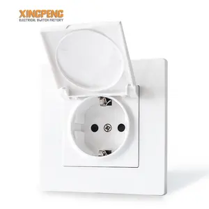 High Quality plastic plate waterproof socket with cover 230v german electrical plug and socket with cover 16A socket