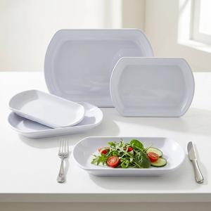 Assiettes rectangulaires en mélamine <span class=keywords><strong>blanche</strong></span> de qualité alimentaire pour la restauration en gros - Product Image 3