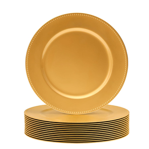 Assiettes de présentation classiques dorées en plastique, 13 pouces, pour mariages et événements, vente en gros, qualité supérieure - Product Image 1
