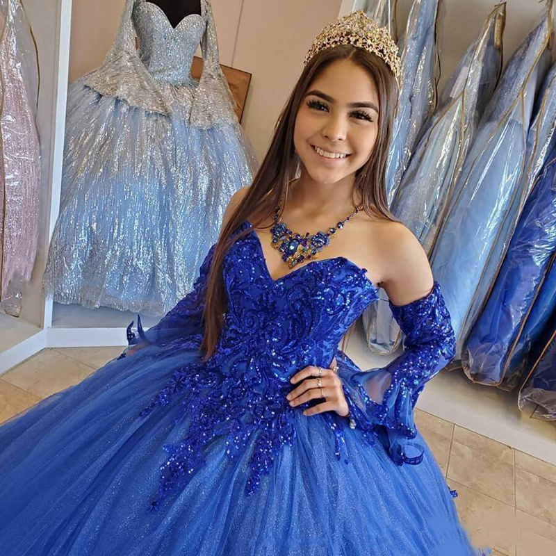 Puffy Royal Blue Sweet 16 Dresses - Elegant Quinceanera Gowns