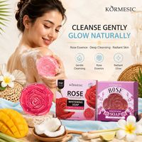 Savon en barre à la rose hydratant et éclaircissant pour le corps, 100g, savon à la rose rose pour les soins quotidiens de la peau
