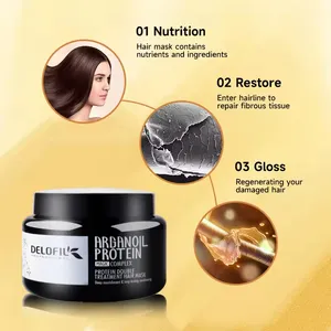 Delofil OEM ODM grosir 500ml terbaik melindungi panas perawatan masker rambut Keratin kolagen perbaikan kerusakan masker rambut dengan Protein rambut