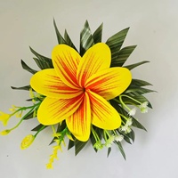 Pince à cheveux Fleur de Plumeria Hawaïenne avec feuilles en mousse EVA, Tiara Hibiscus, Accessoire de cheveux artificiel style Polynésien Samoan