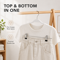 Porte-vêtements double niveau en plastique et fer, antidérapant, style moderne, gain de place, pour présentation en boutique