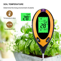 Vente flash - Testeur de sol numérique 4 en 1 professionnel avec écran LCD - Température, humidité, luminosité du soleil, pH - Testeur de sol pour plantes de jardin