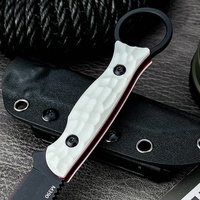 Couteau EDC portable de survie en plein air avec manche complet, haute dureté, petite lame fixe droite avec étui Kydex pour le camping et la chasse