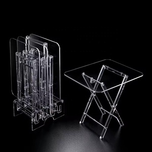 2024 nuevo estilo Arabia Saudita 4 Uds acrílico plegable cuadrado juego de mesa de té acrílico transparente bandeja plegable mesa con impresión - Product Image 1