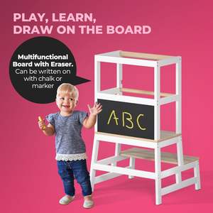 Torre de aprendizaje de cocina, taburete para niños pequeños para edades de 2 + 100 <span class=keywords><strong>KG</strong></span>/<span class=keywords><strong>220lbs</strong></span>, capacidad de peso, altura ajustable - Product Image 6