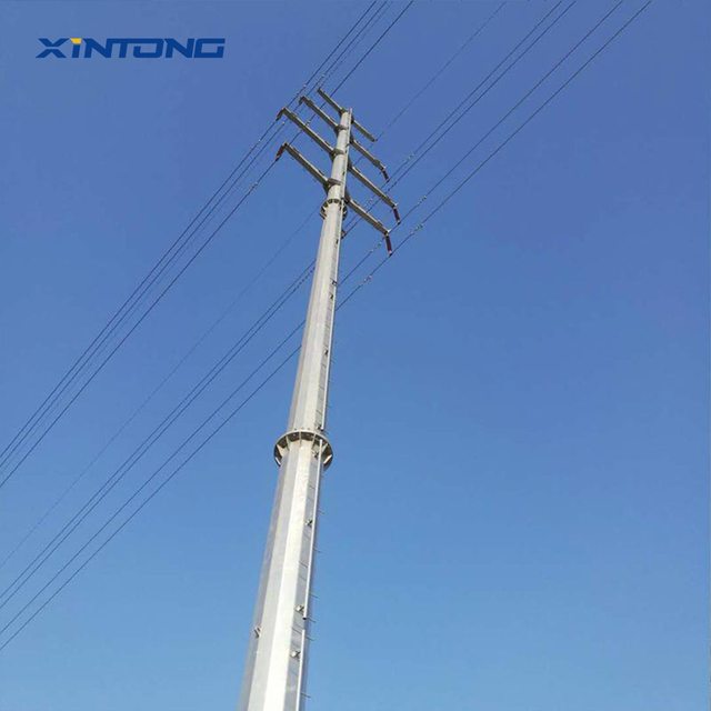Long Lifespan Galvanized Steel Power Transmission Poles for Urban Rural Electricity Distribution Easy Installation 200km/h Wind