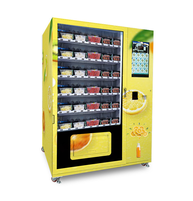 Popular Smart Fresh Fruit Salad Food Vending Machine With Elevator Orange Juice Onions Commercial Business