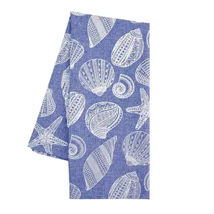 Морские ракушки синие окрашенные полотенца чай с логотипом на заказ хлопок новый дизайн летнее экологически чистое чайное полотенце мягкое удобное