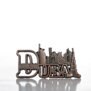 Autocollant de réfrigérateur magnétique 3D en métal fait à la main, Souvenir de voyage de ville de Souvenir de Collection de dubaï aux émirats arabes unis