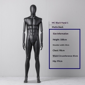 Maniquí Masculino de Cuerpo Completo en Negro Mate <span class=keywords><strong>con</strong></span> <span class=keywords><strong>Brazos</strong></span> <span class=keywords><strong>Articulados</strong></span> para Exhibición en Escaparates de Tiendas de Ropa Masculina y Transmisiones en Vivo - Product Image 4