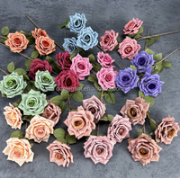 EG-S170 haute qualité à la main Faux velours artificiel Rose fleur unique velours rouge rose vif blanc Rose pour mariage décor à la maison