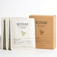 Boîte à double rabat avec logo personnalisé, masque facial cosmétique, sac étanche à 3 côtés, emballage en carton blanc