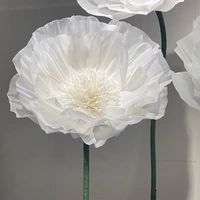 Grandes fleurs artificielles géantes en organza et papier pour la décoration de la maison et de mariages, blanches, autoportantes, pour la Saint-Valentin et les remises de diplômes