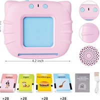 Machine à cartes flash éducatives à thème chat avec fonction vocale pour enfants de 0 à 3 ans, en plastique, emballage en boîte colorée, transfrontalier