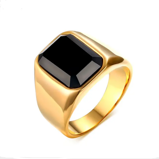 Blanco Eenvoudige Ringen Laser Graveren Zwart Rvs 24K Gold Mens Rings