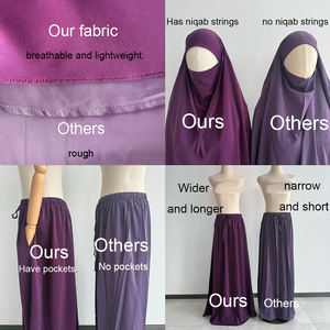 Premium 2-teiliges Nida Jilbab Set mit Rocktaschen Großhandel Islamische Kleidung Gebetsset Schlicht Ramadan Eid Türkischer Jilbab - Product Image 3