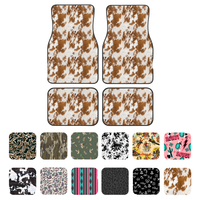 Personalisiertes Western-Style Kuh-Camouflage Azteken-Leopardenmuster Auto-Fußmatten-Set Neu Vierteilig aus Polyester