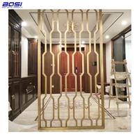 BOSI Paravent multifonctionnel de style chinois moderne en acier inoxydable/laiton/aluminium pour intérieur/extérieur, séparateur de pièce incurvé