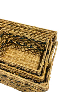 ตะกร้าใส่ผักตบชวา,ชุดถาดผักตบชวาสำหรับใส่ของในบ้านและจัดระเบียบ - Product Image 3